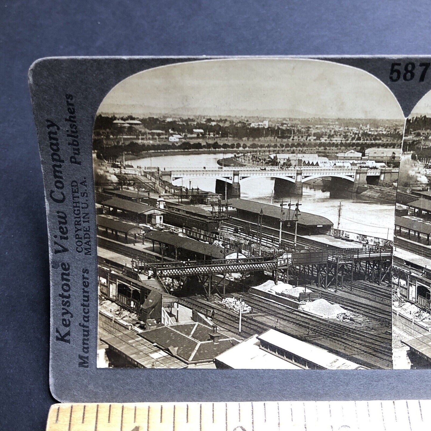 Antique 1910s Melbourne Train Station Australia Stereoview Photo Card P2027