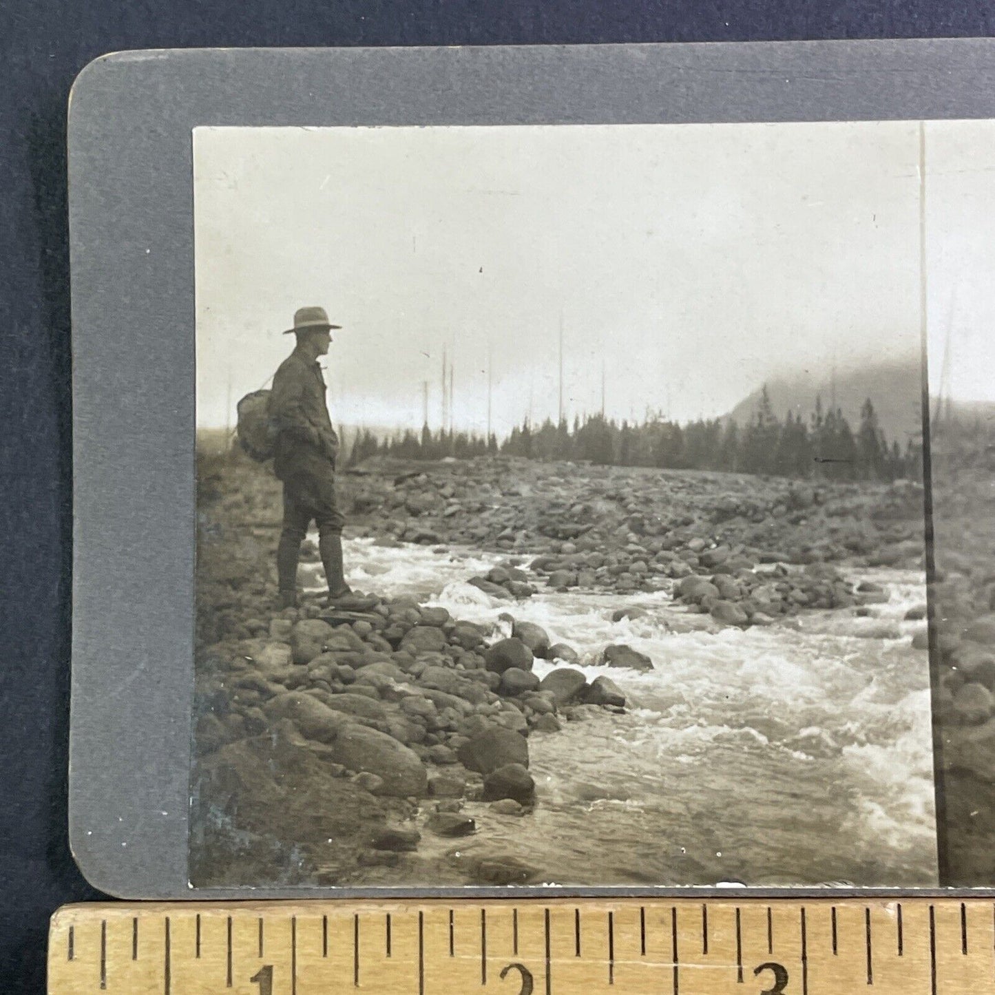 Kenai Alaska Stereoview Hunter Fisherman Ranger Antique c1910 X1606