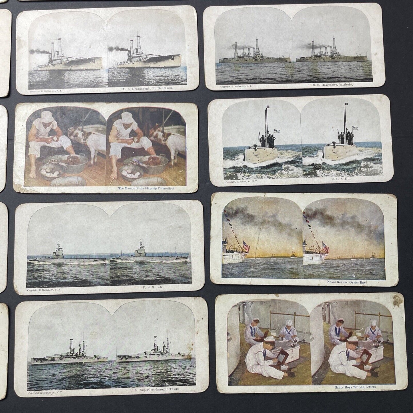 Lot Of 35 Battleships Navy Sailors Military Stereoview Photo Cards Antique c1925