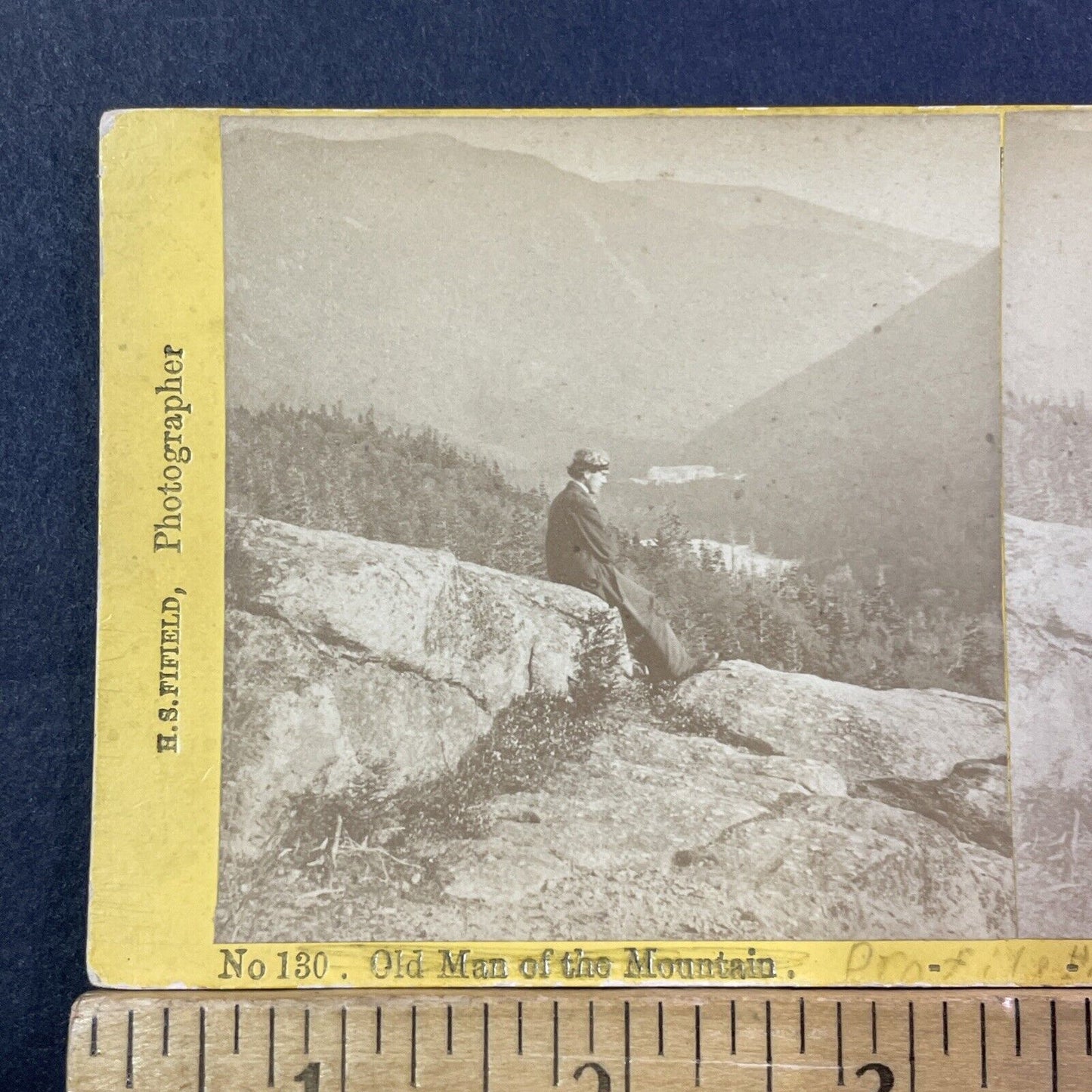 Henry S Fifield Self Portrait Stereoview Bald Mountain Photo Antique c1869 X850