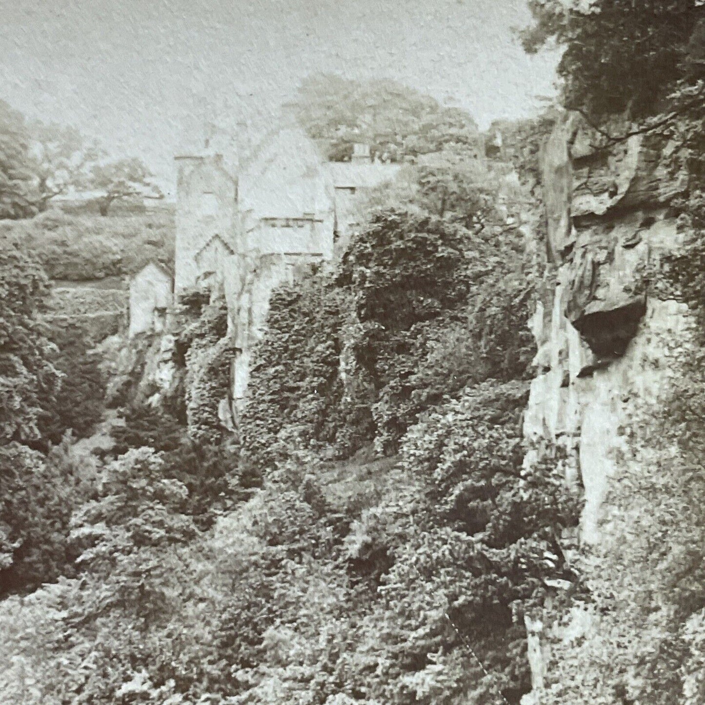 Antique 1891 Hawthornden Roslin Castle Scotland Stereoview Photo Card P5535