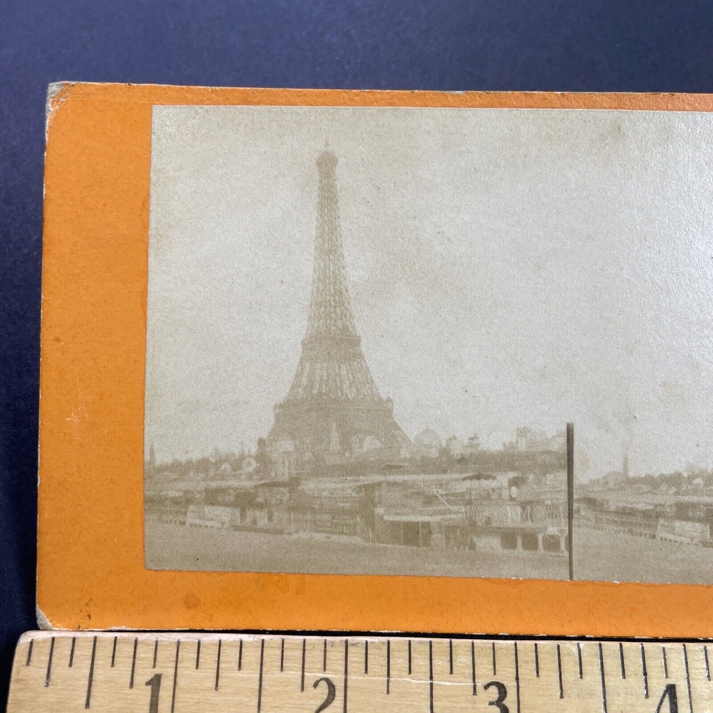 Antique 1880s Construction Of The Eiffel Tower Paris Stereoview Photo Card P4135