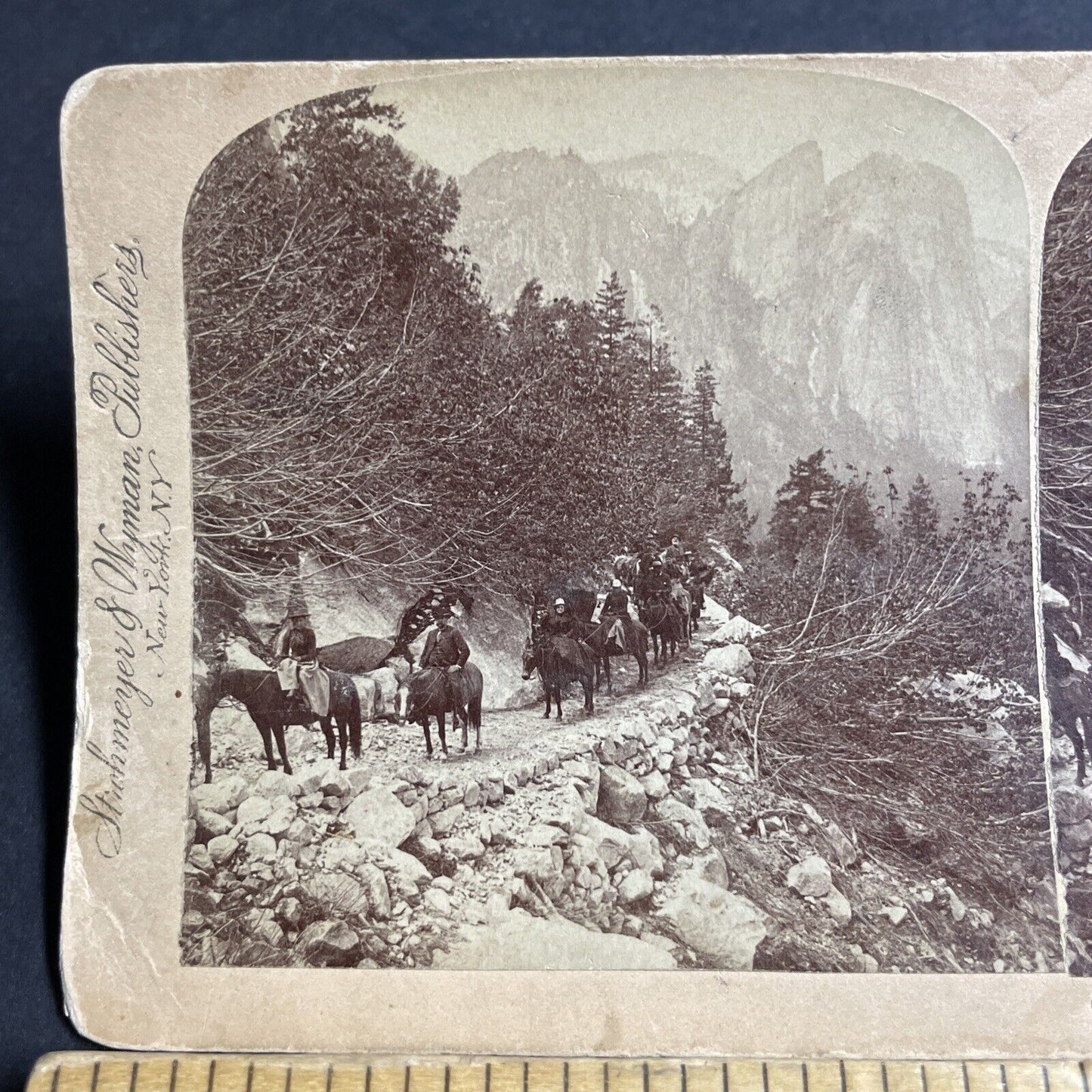 Antique 1894 Horseback To Glacier Point Yosemite CA Stereoview Photo Card P4366