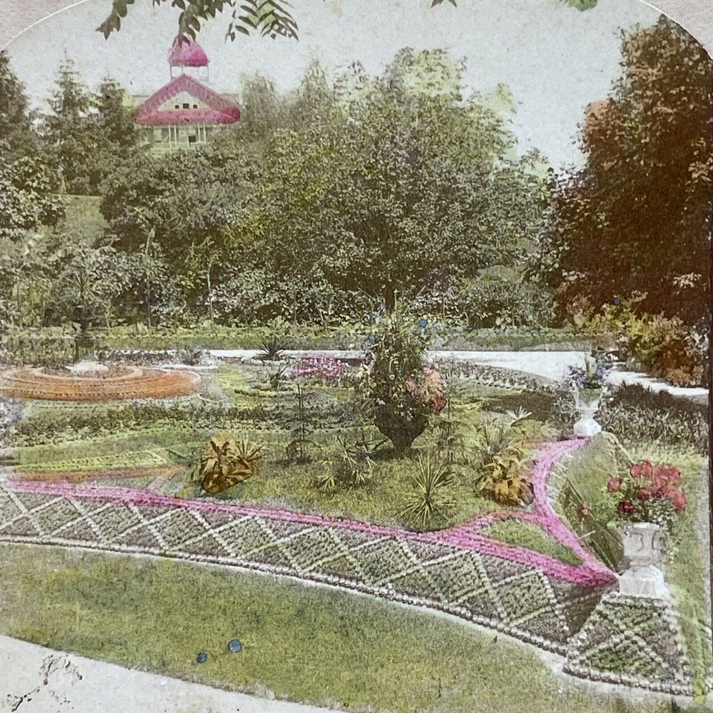 Antique 1890s Prospect Point Dayton Ohio Gardens Stereoview Photo Card P1852