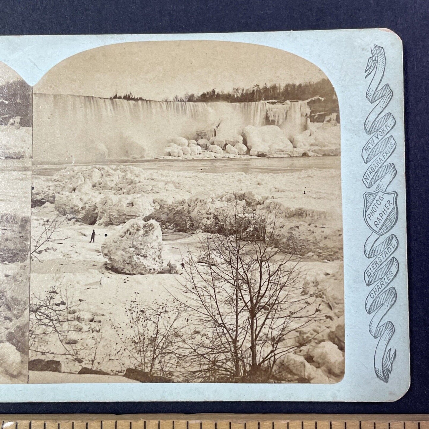 Icebergs Frozen Boulders Niagara Falls Stereoview Charlestadt Bierst c1875 Y1810