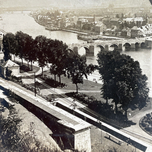 Antique 1910s The Citadel In Namur Belgium On River Stereoview Photo Card P3719