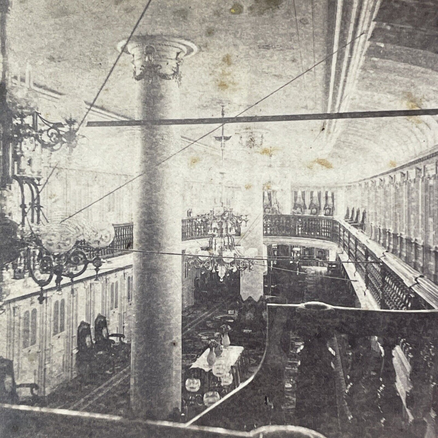 Saloon Inside The Steamship Bristol Steamer Ship Stereoview Antique c1870 X2769