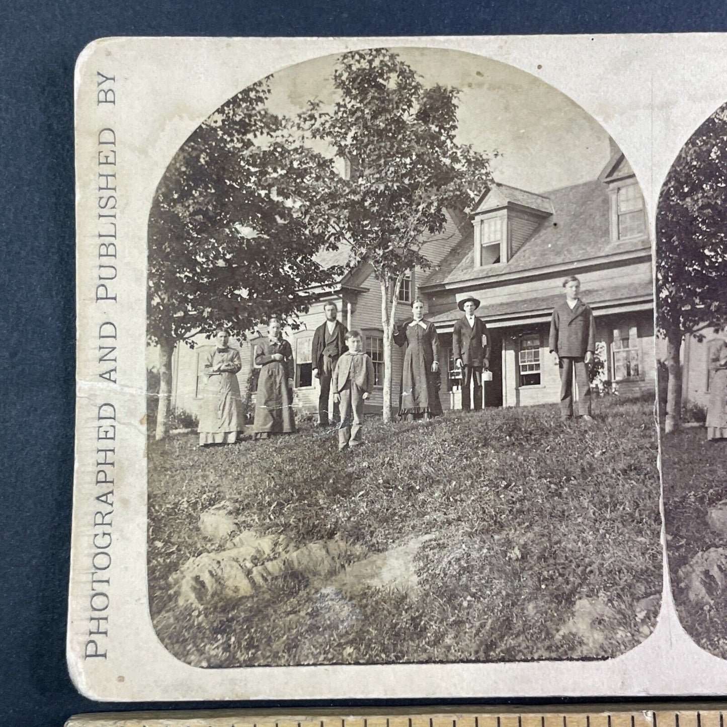 C.E. Goodrich Self-Portrait at House Plainfield Vermont Stereoview c1880 X1933