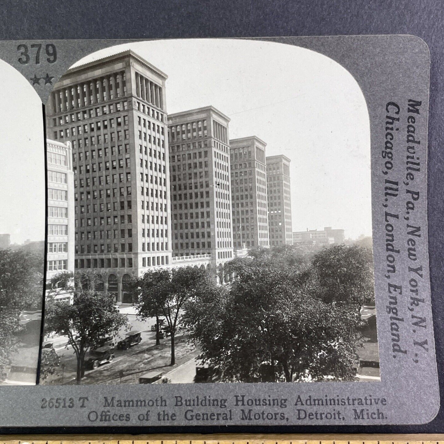 General Motors Offices Detroit Michigan Stereoview Antique c1930 Y962