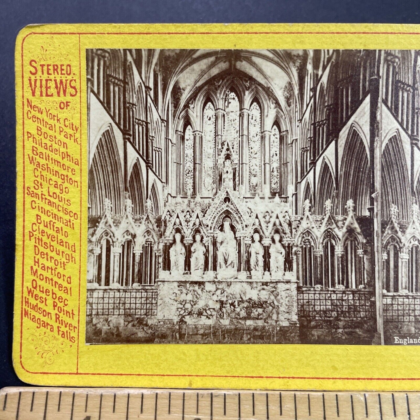 Antique 1870s Worcester Cathedral Church England Stereoview Photo Card P4109