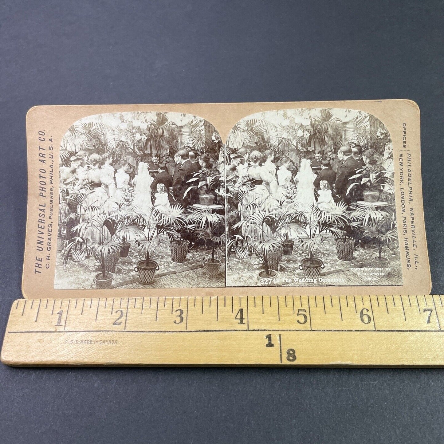 Antique 1897 Victorian Couple Say Their Vows Stereoview Photo Card P3377