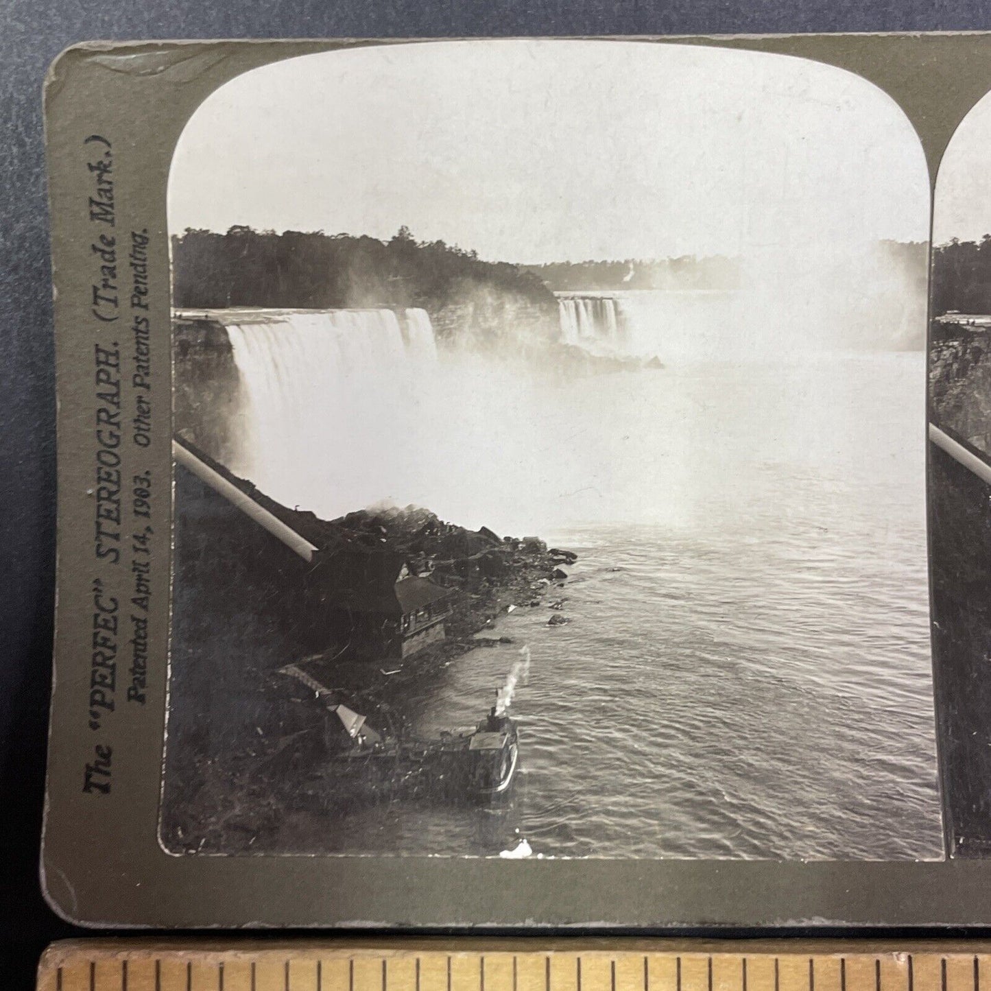 Steamboat Maid of the Mist Taking Passengers Stereoview Antique c1903 Y1788