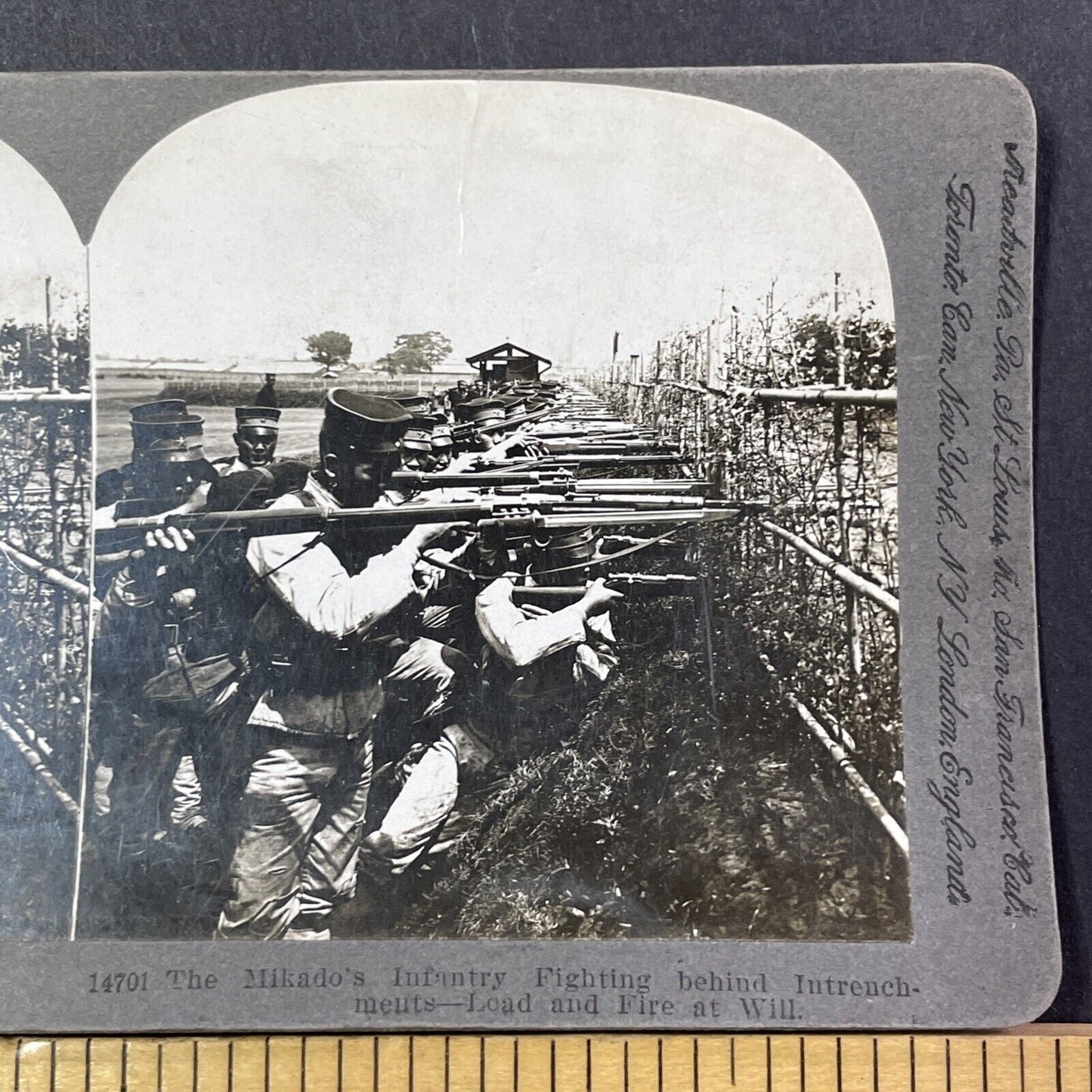 Japanese Infantry Sharpshooters At War Stereoview Japan Antique c1905 X2800