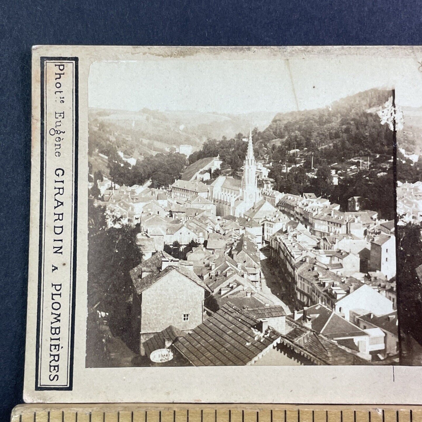 Plombieres Panorama Stereoview Eugene-Adalbert Cuvelier Antique c1860 X3801