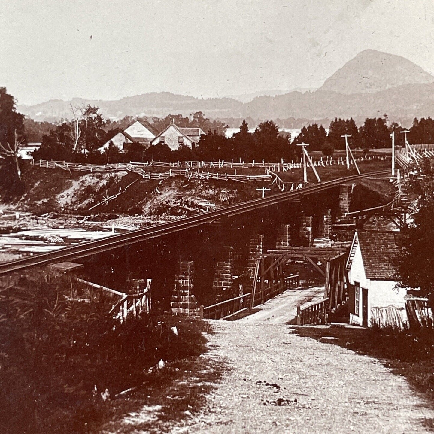 Moffat's Bridge Campbellton New Brunswick Stereoview Antique c1899 Y491