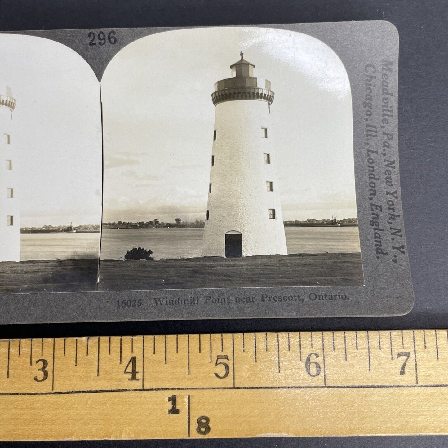 Antique 1910 Prescott Ontario Lighthouse Stereoview Photo Card PC850