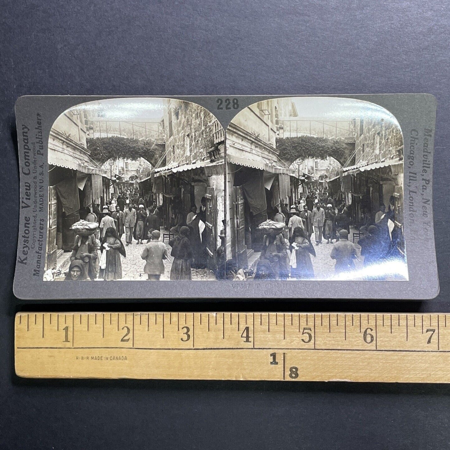Antique 1918 Christian Street Jerusalem Israel Stereoview Photo Card P1351