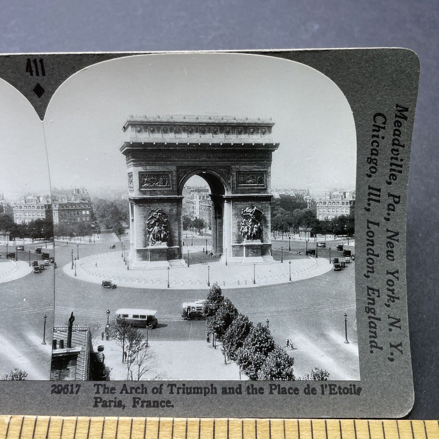 Antique 1920s Arc De Triomphe Paris France Stereoview Photo Card P2461