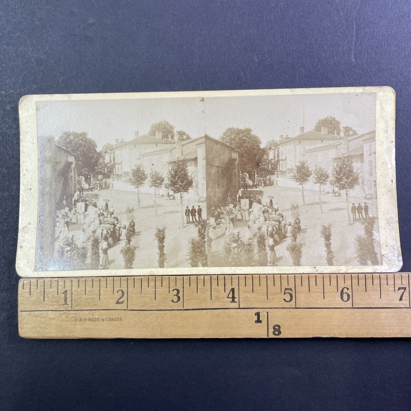 Funeral Procession For Maxence de Grassin Stereoview Antique c1876 X2481