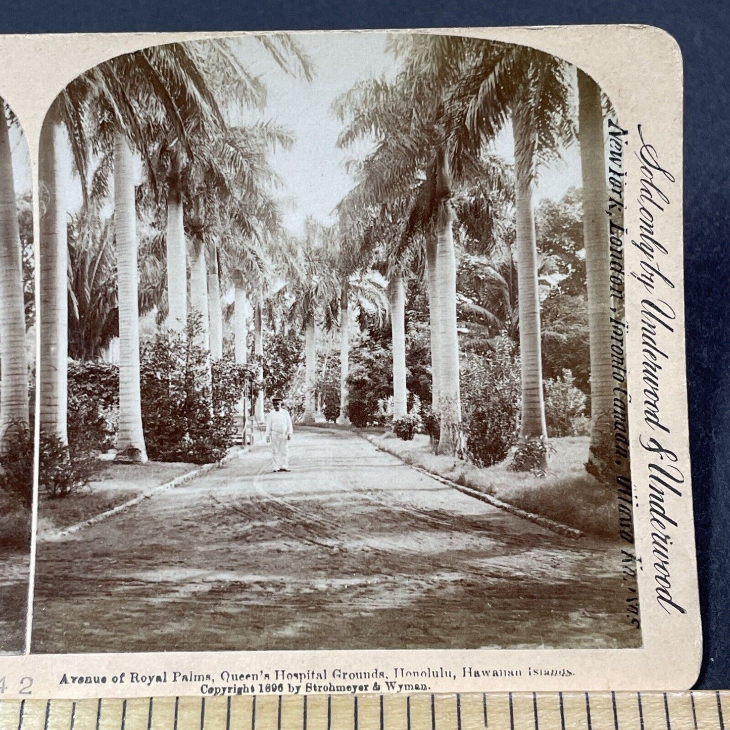 Antique 1896 Hospital Entrance Honolulu Hawaii Stereoview Photo Card V2121