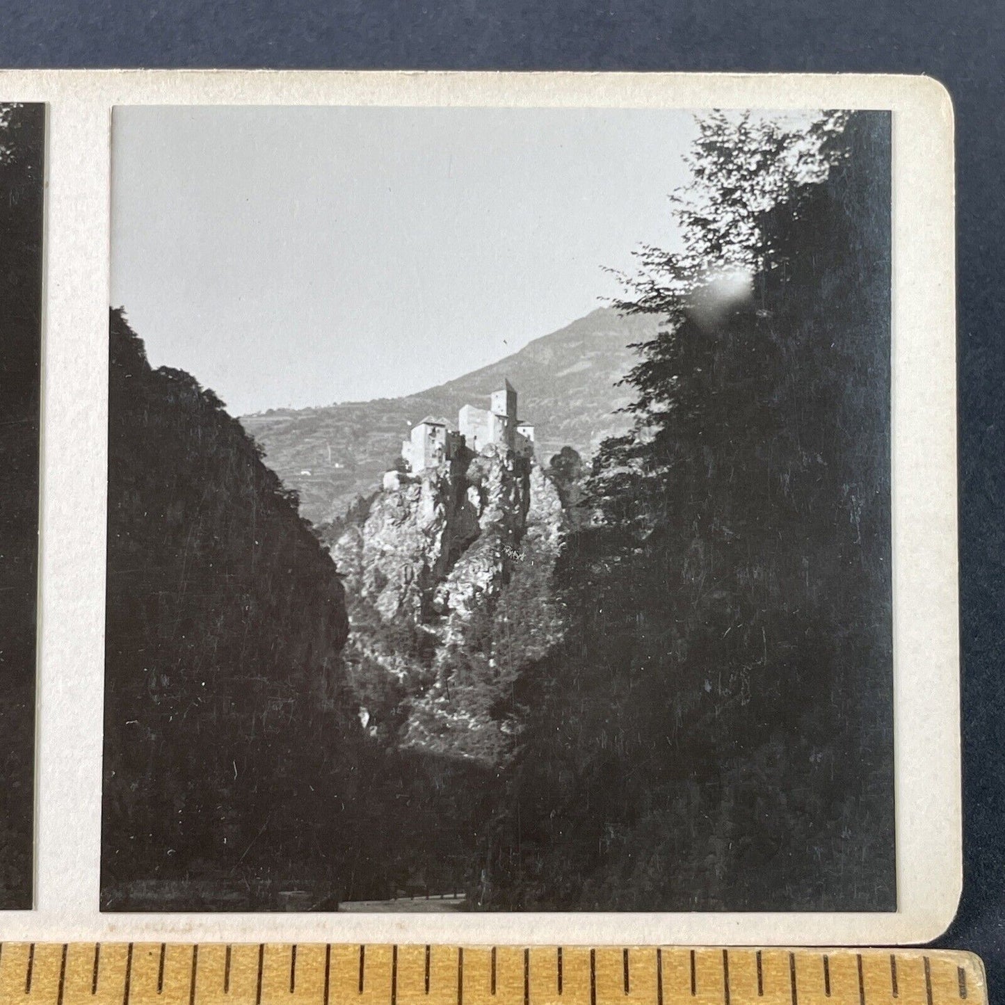 Antique 1925 Tirol Castle South Tyrol Italy OOAK Stereoview Photo Card P3246