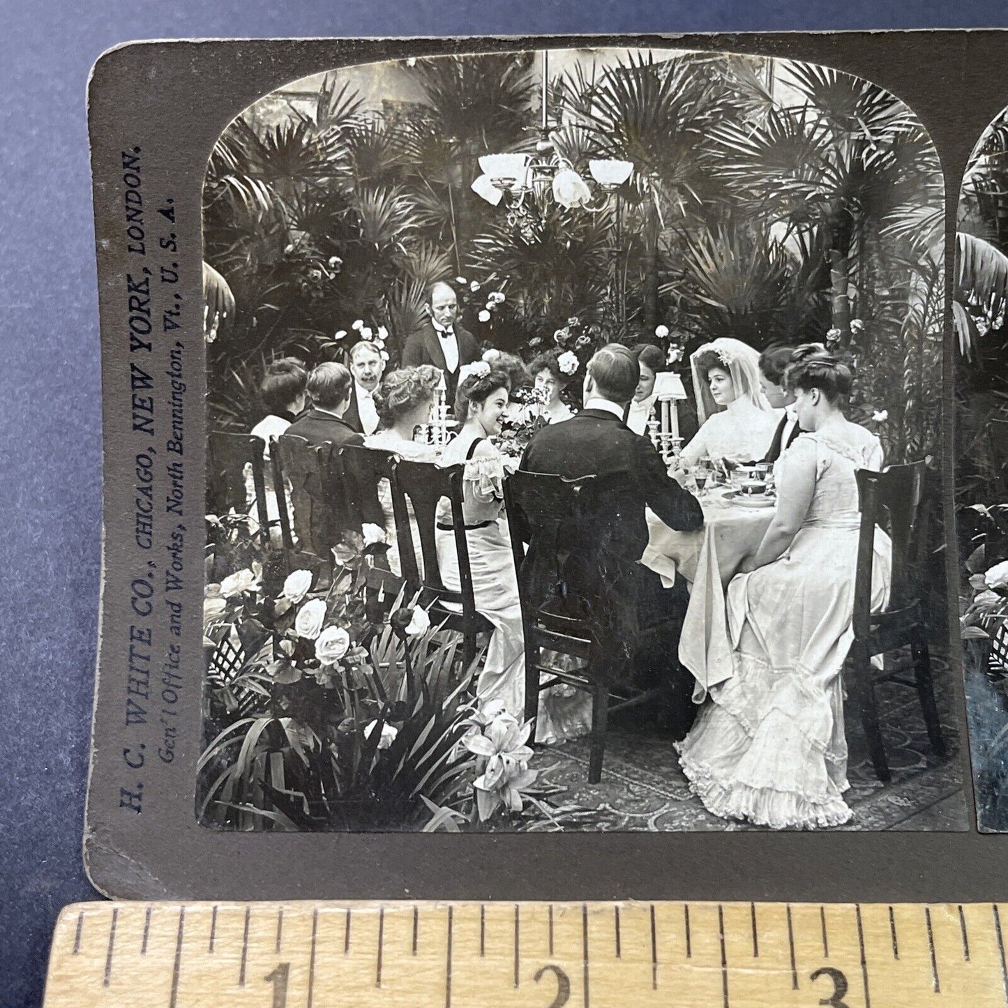 Antique 1902 Victorian Wedding Dinner Stereoview Photo Card P2949