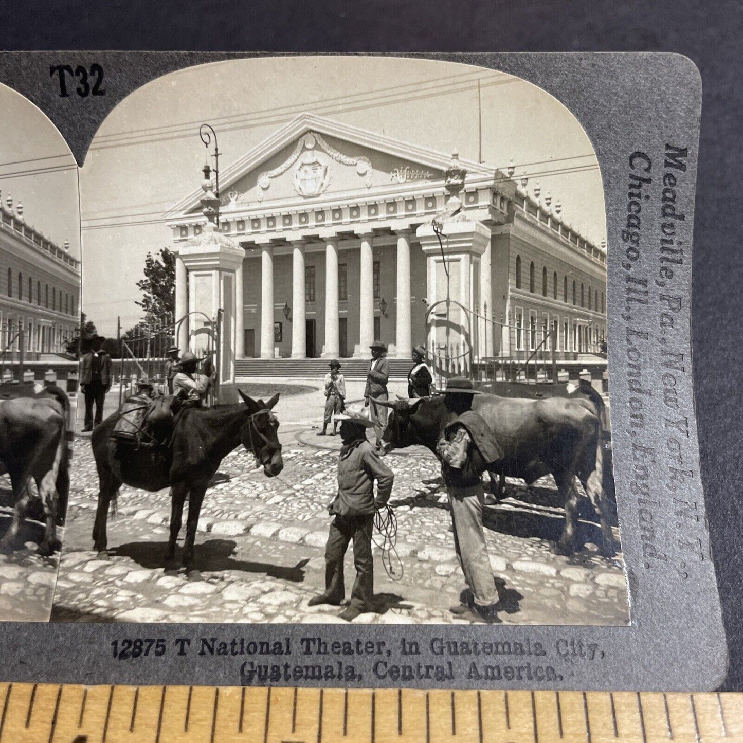 Antique 1910s Guatemala City National Theater Stereoview Photo Card P4469