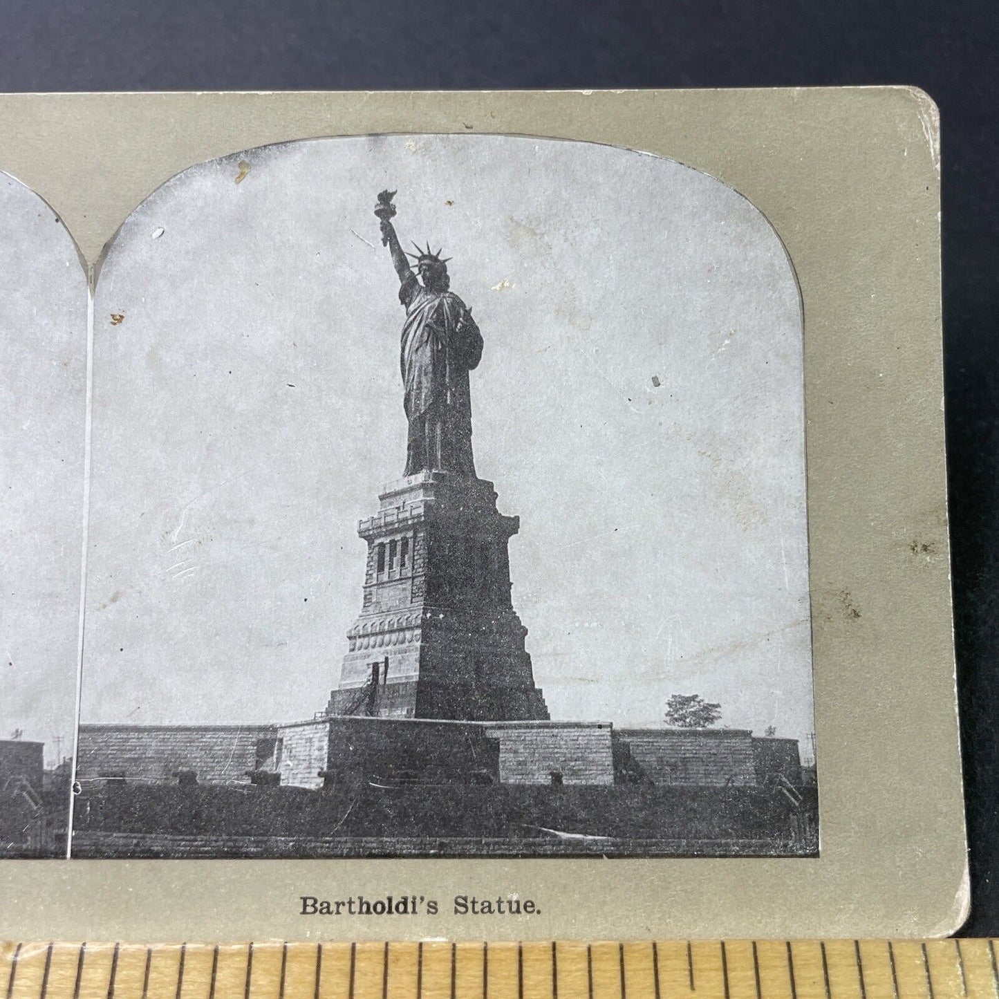 Antique 1910s Statue Of Liberty Manhattan NY Stereoview Photo Card P3055