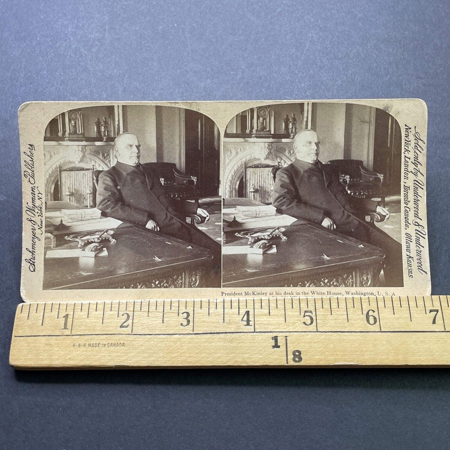 Antique 1898 President William McKinley Stereoview Photo Card P2408