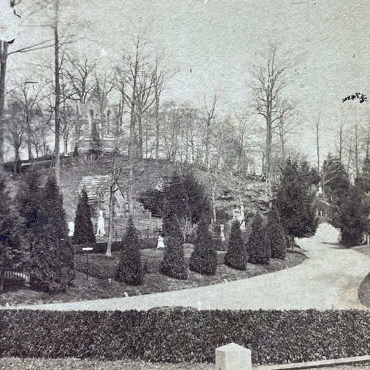 Antique 1880s Green-Wood Cemetery Brooklyn NY Stereoview Photo Card P2438