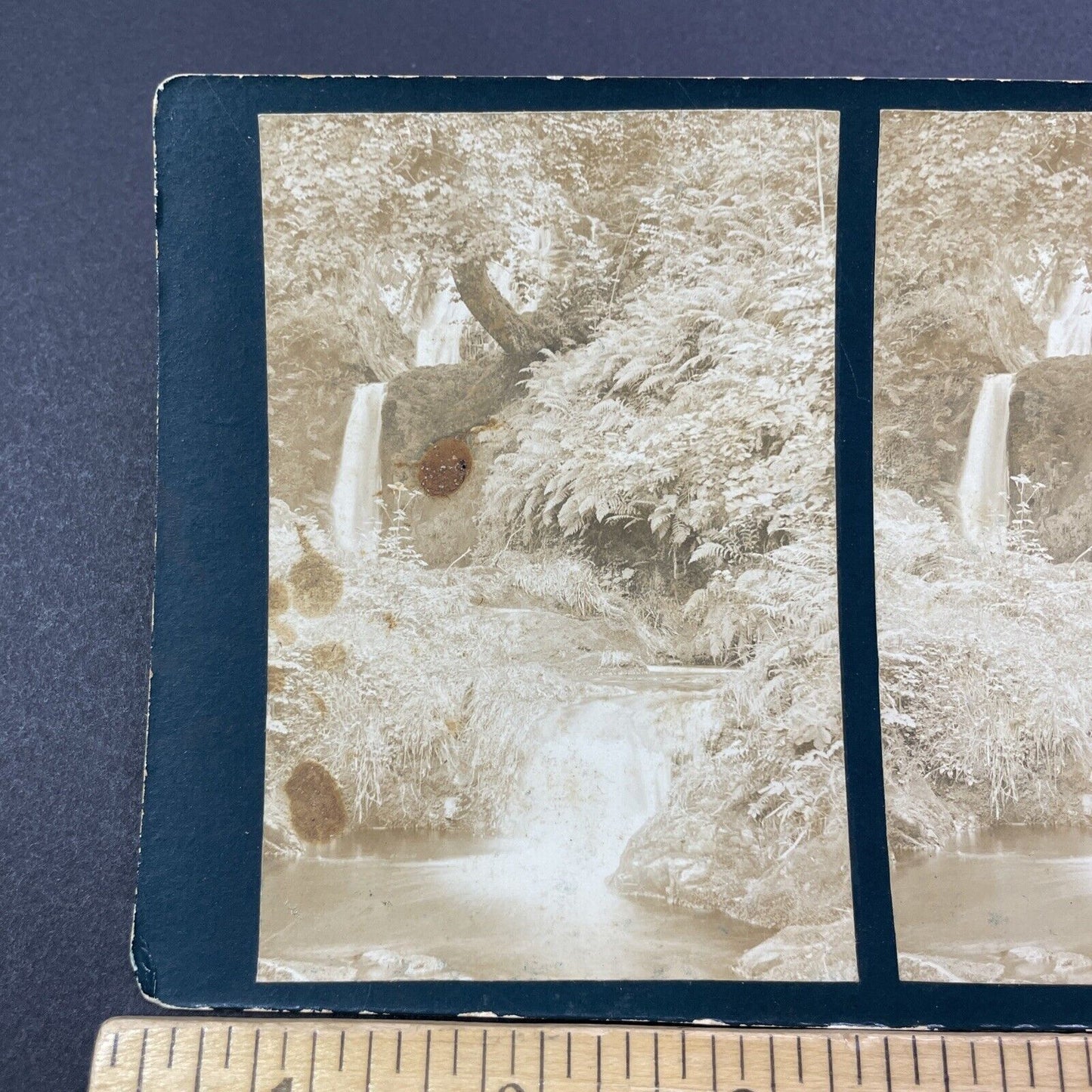 Antique 1909 Dolgoch Falls Tywyn Wales England Stereoview Photo Card V2209