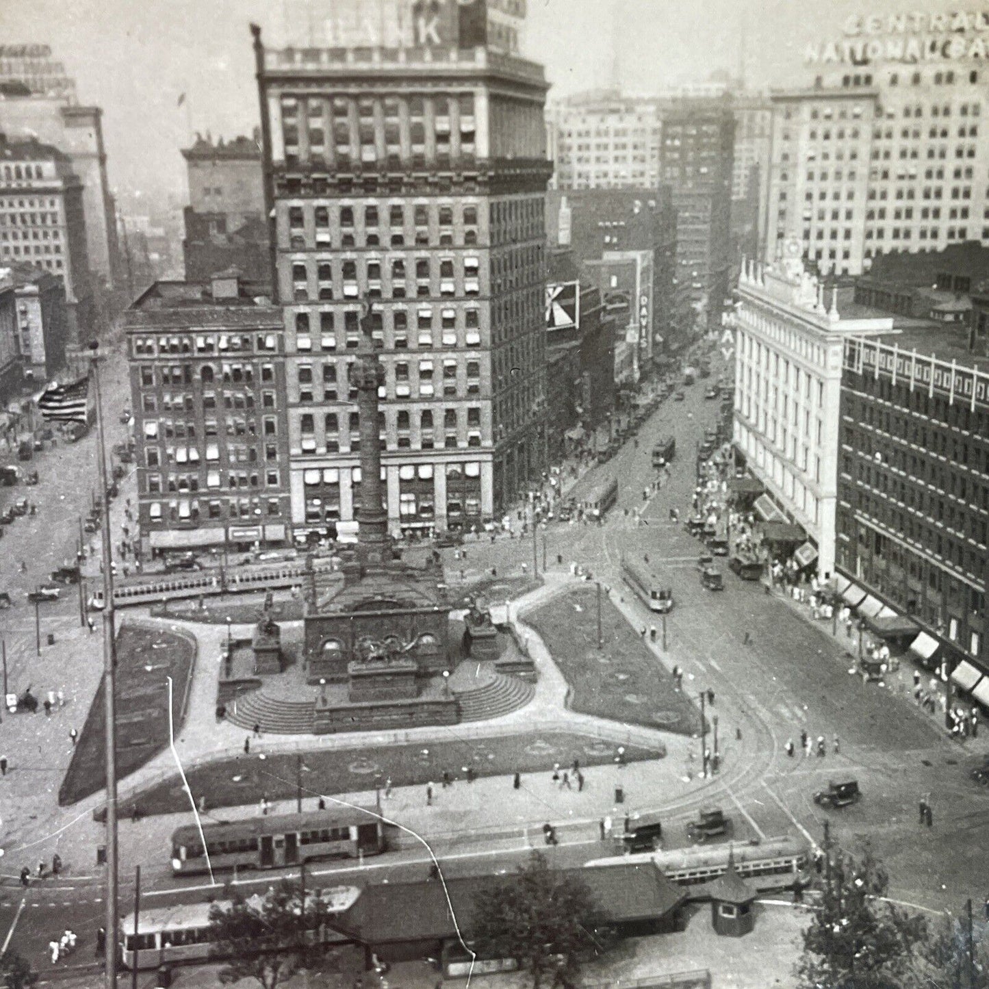 Antique 1920s Downtown Cleveland Ohio Stereoview Photo Card P3281