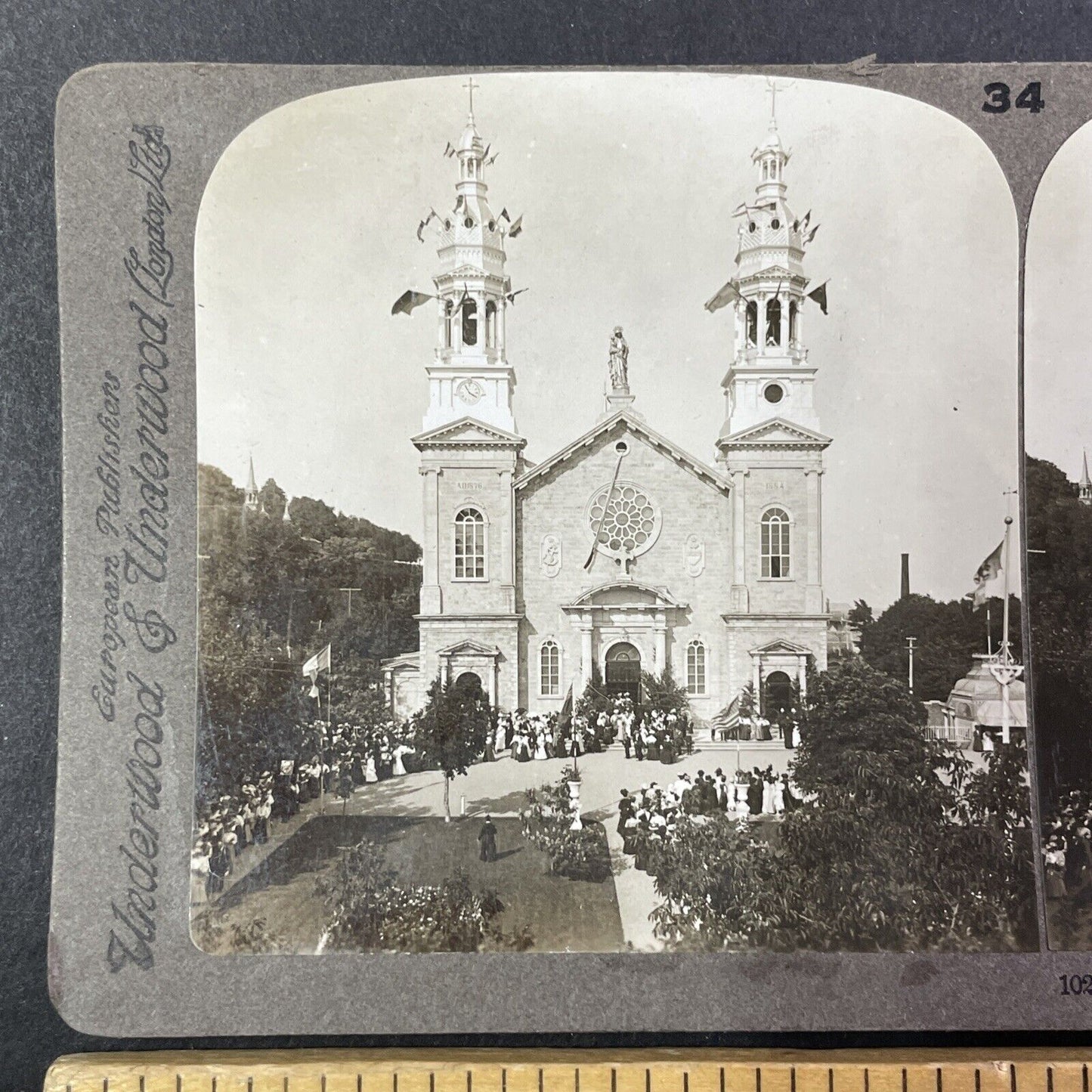 Miracle Seekers Sainte Anne Church Montreal Canada Stereoview c1890s Y1769