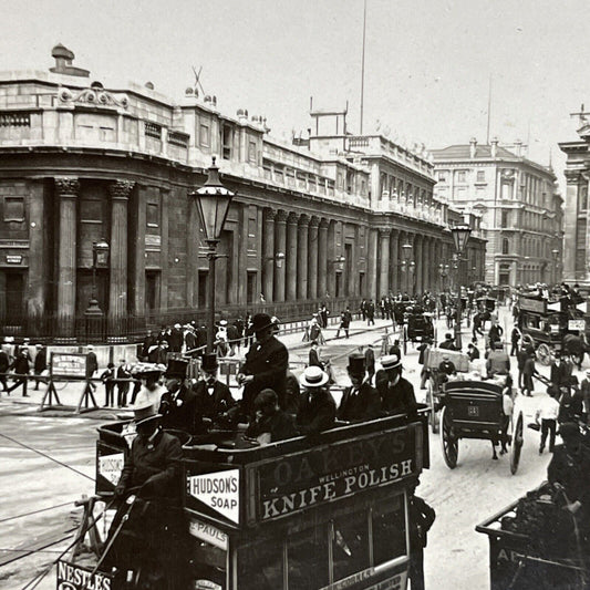 Antique 1904 The Bank Of England Central Bank London Stereoview Photo Card P4553