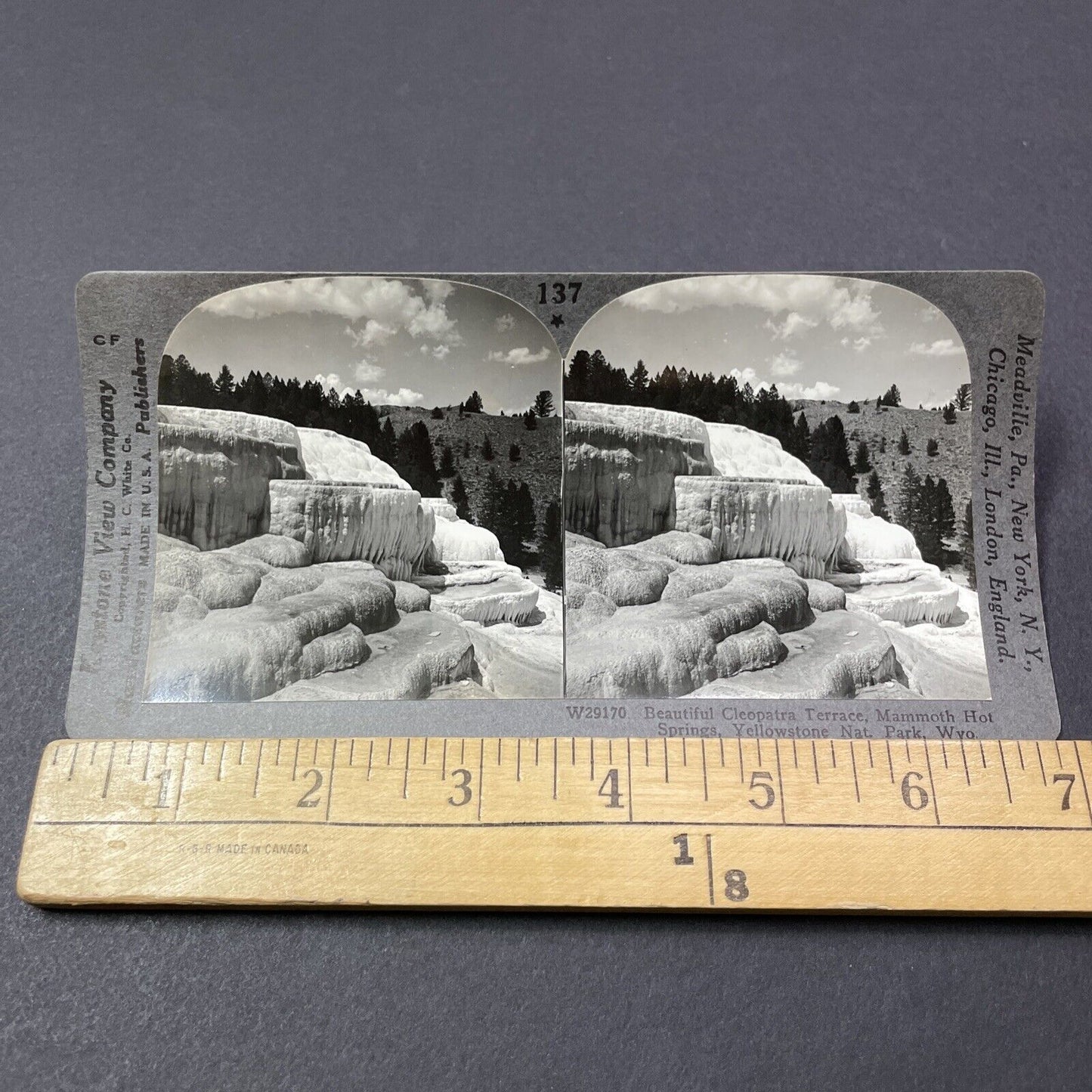 Antique 1910s Mammoth Hot Springs Yellowstone WY Stereoview Photo Card V2182