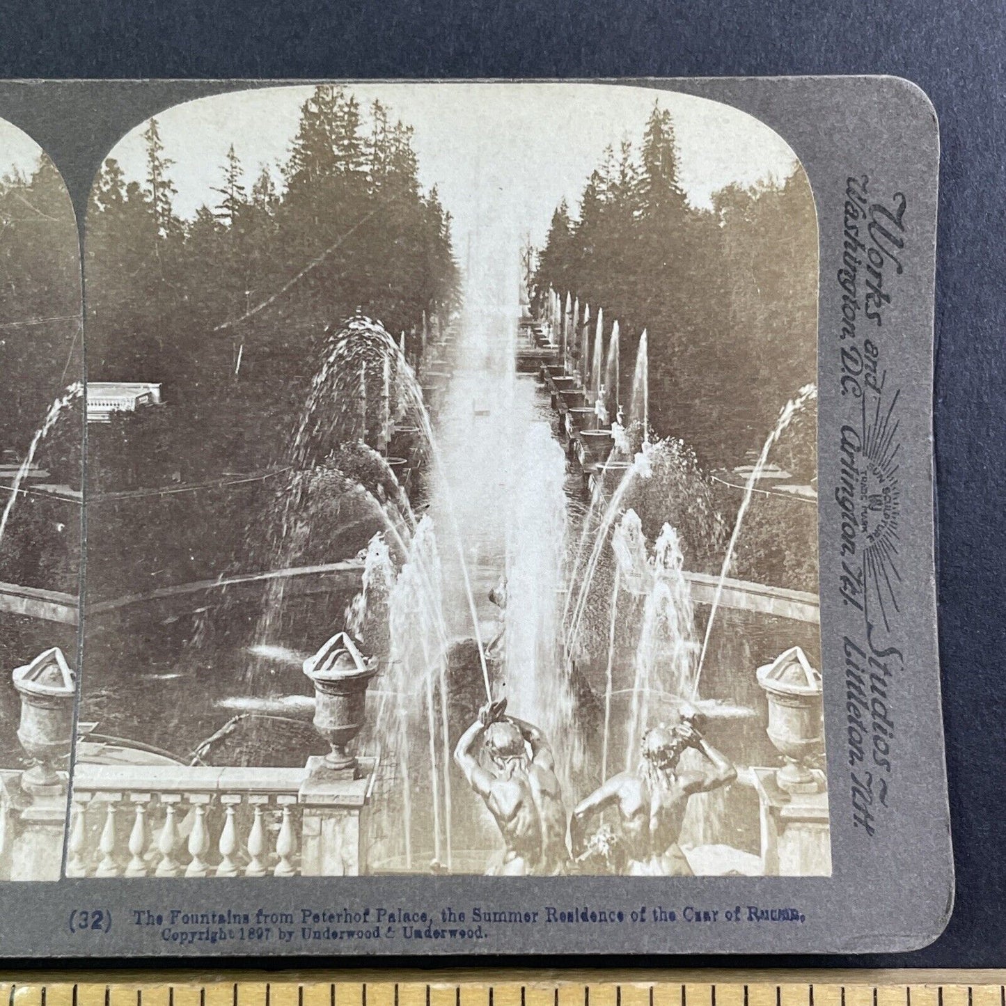 Peterhof Fountain Saint Petersburg Russia Stereoview Antique c1897 X4075