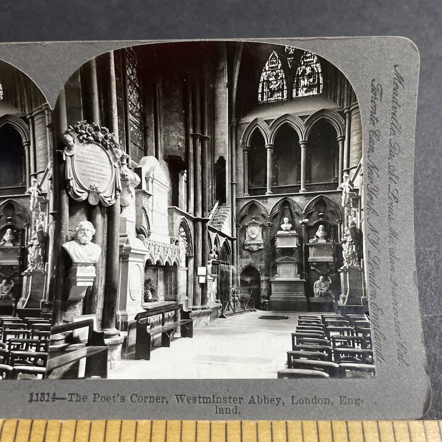 Antique 1901 Poets Corner Westminster Abbey London Stereoview Photo Card P4555