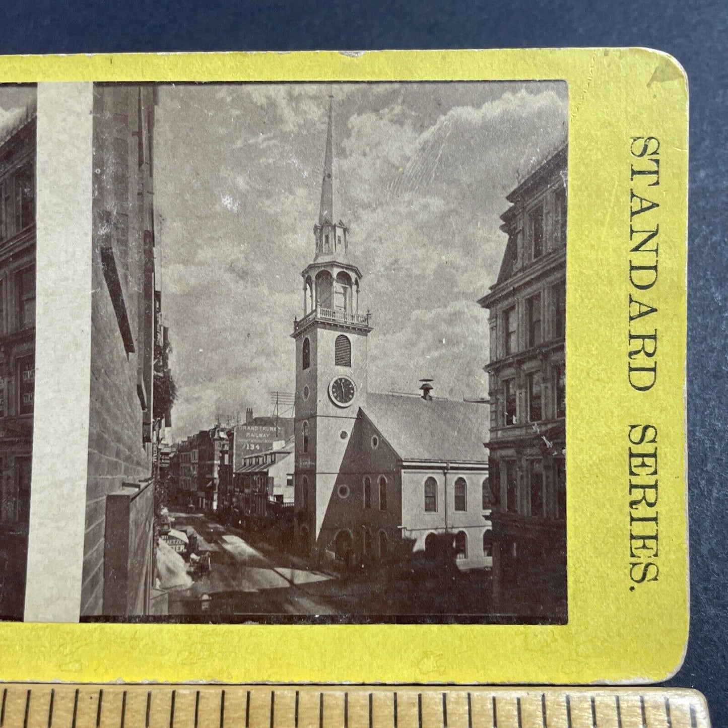 Antique 1870s Downtown Boston Massachusetts Stereoview Photo Card P1980-03