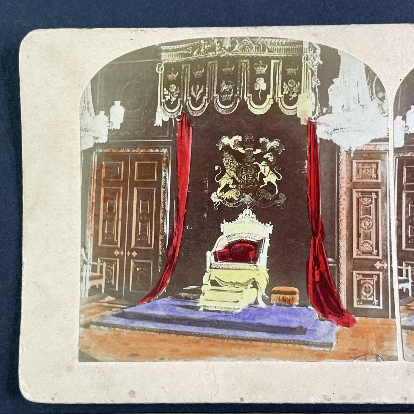 Queen Victoria's Throne Stereoview Windsor Castle England Antique c1879 X3610