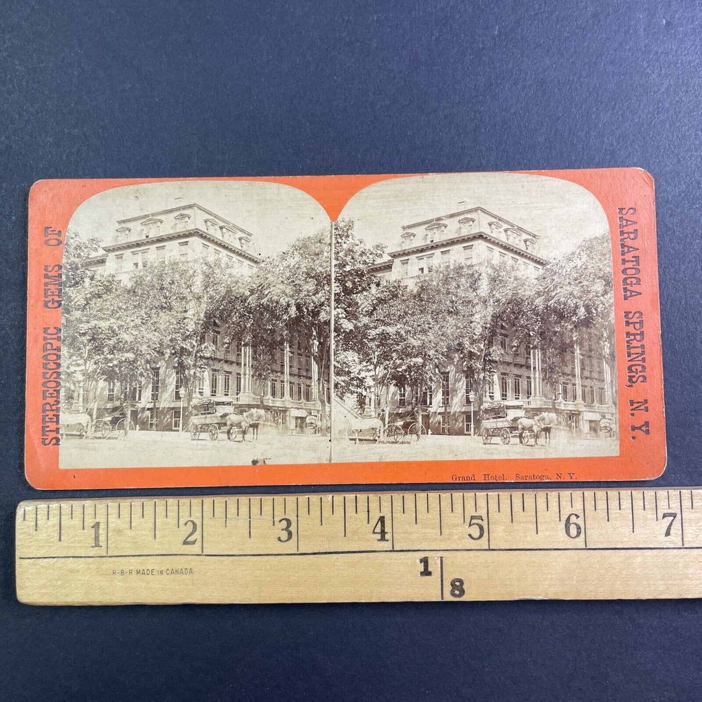 Grand Hotel Saratoga Springs New York Stereoview Antique c1860s Y1202