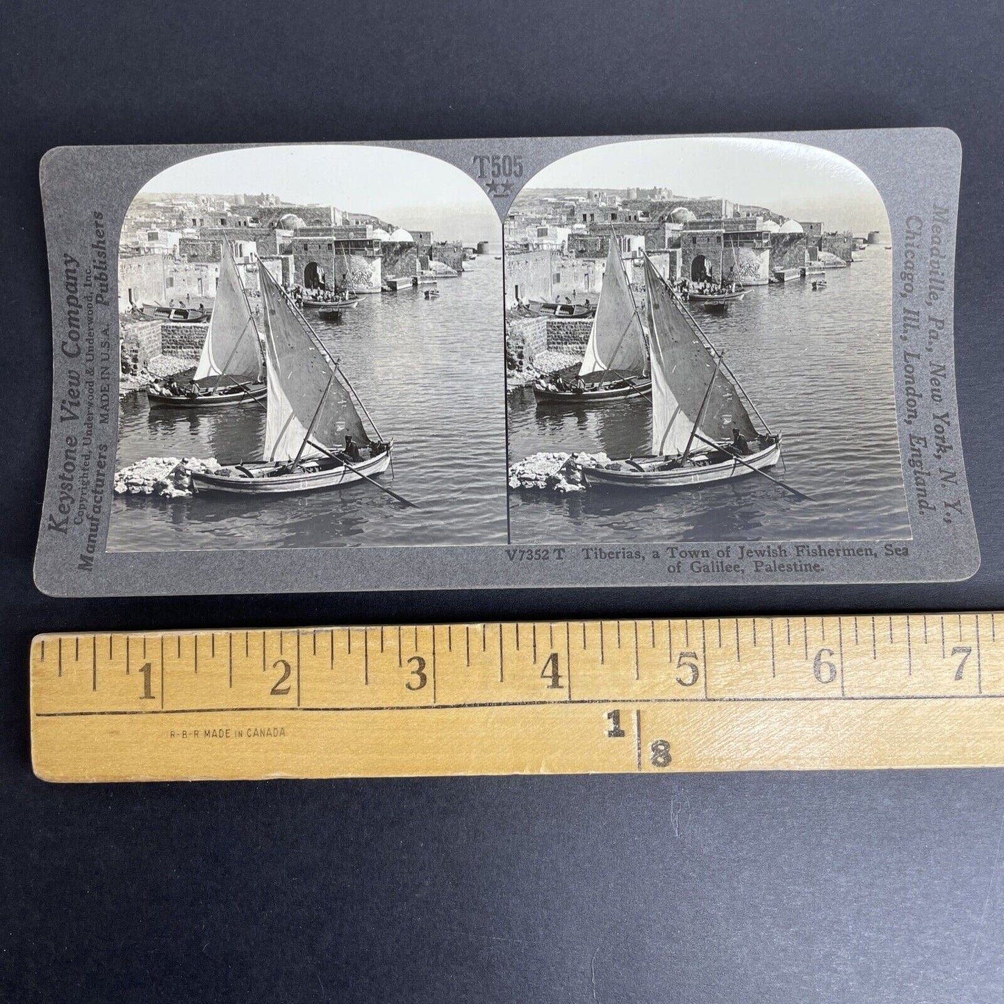 Antique 1909 Jewish Fisherman Tiberias Israel Stereoview Photo Card P999