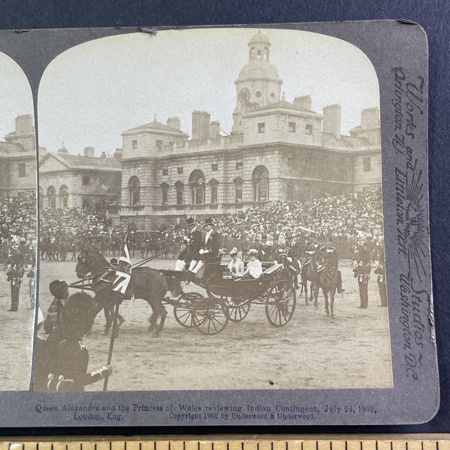 Queen Alexandra Military Parade Stereoview London England Antique c1902 Y149