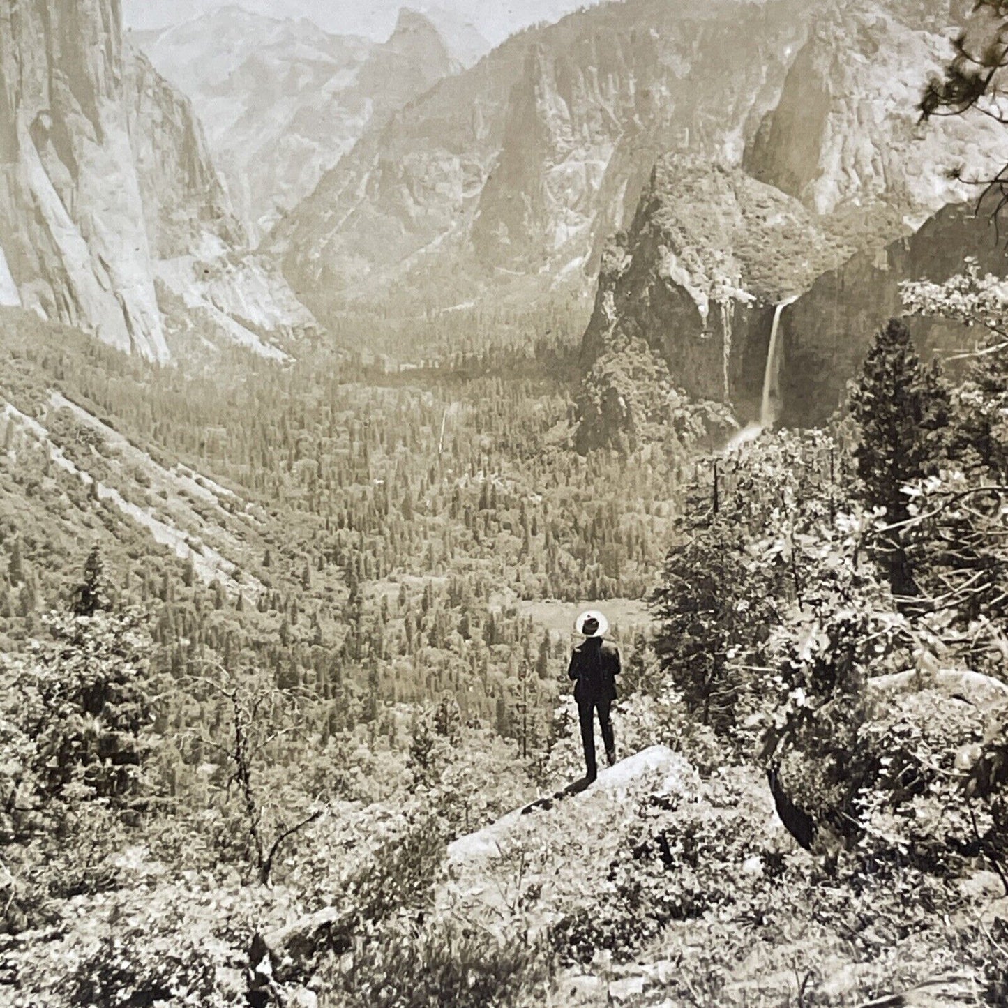 Yosemite Artist's View Tunnel View Stereoview HC White Antique c1904 X1864