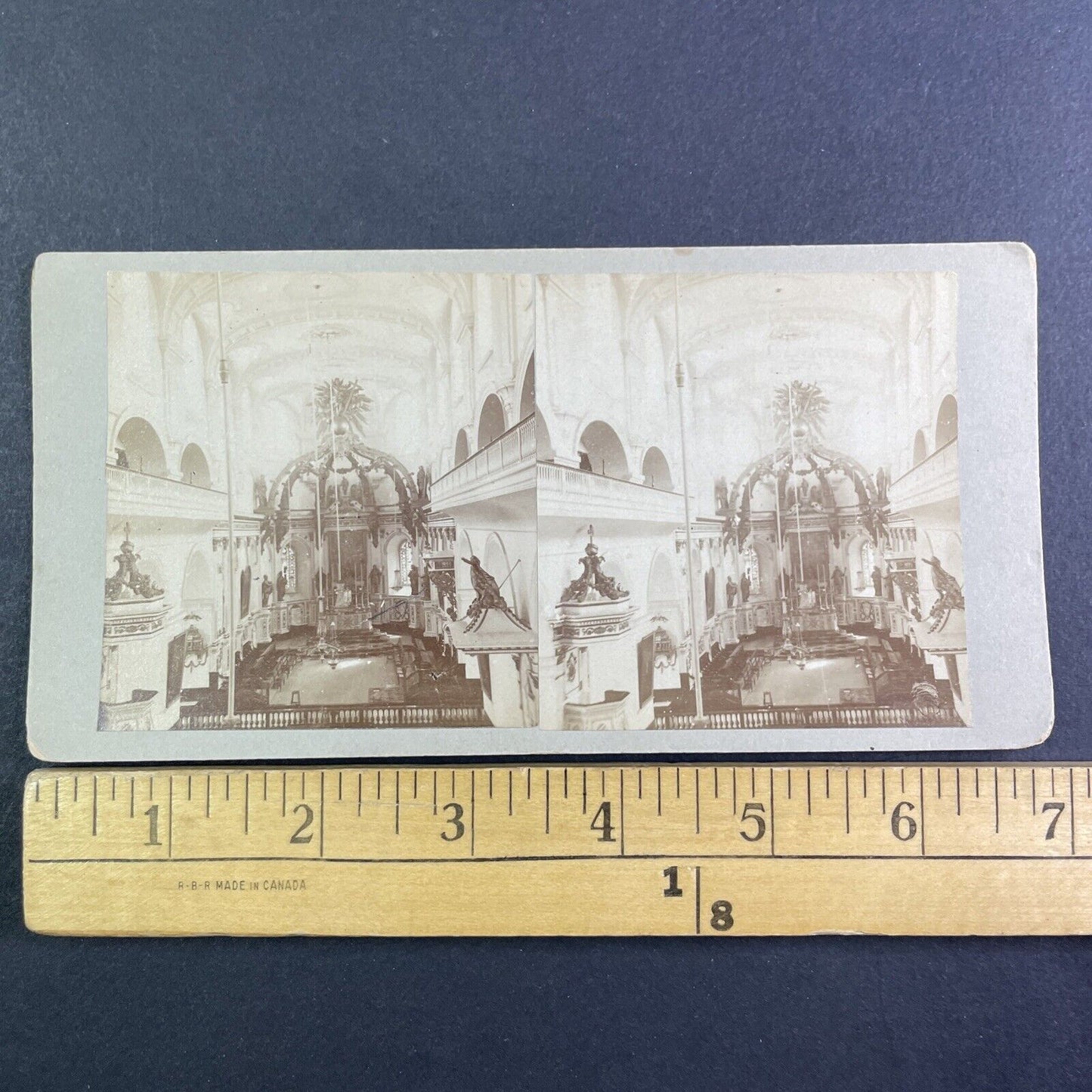 Notre Dame Cathedral Church Quebec City Stereoview Interior c1870 Y2561