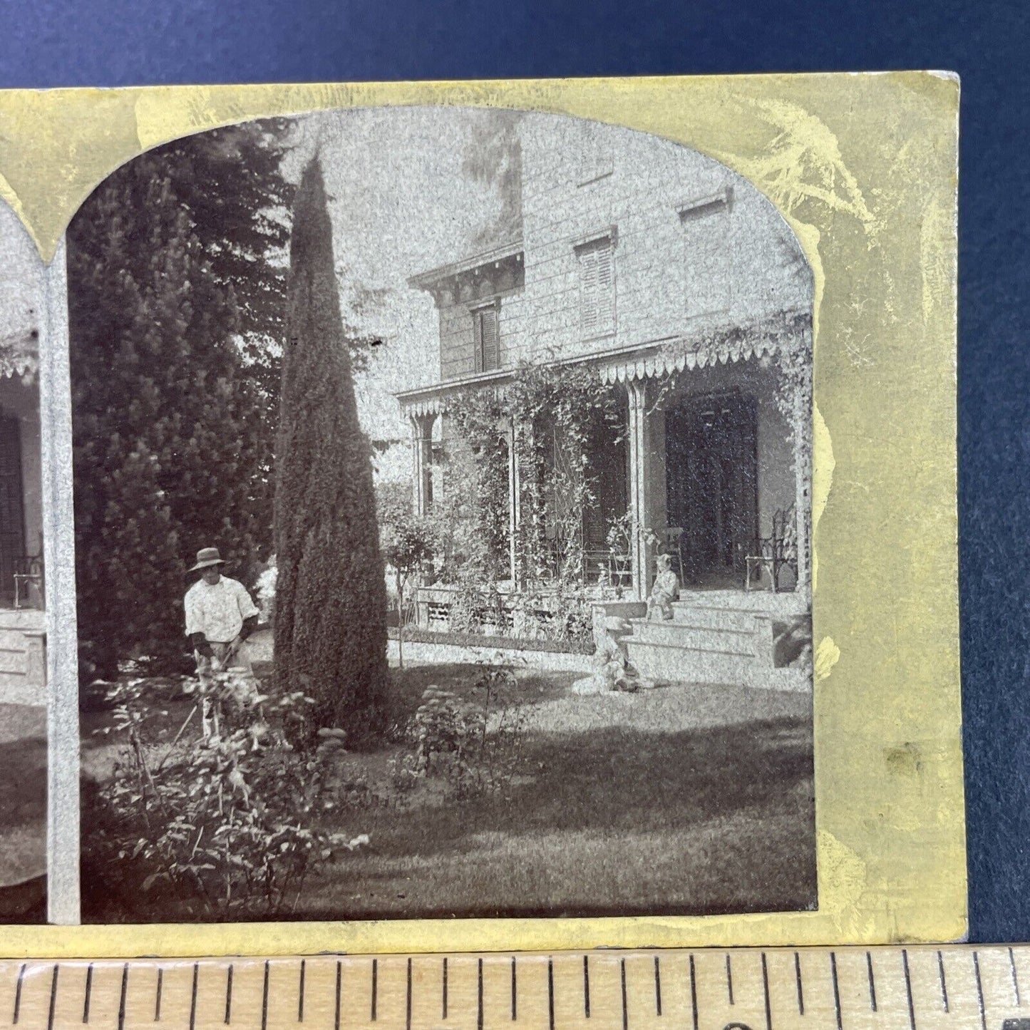 Antique 1870s House And Garden Toronto Ontario Stereoview Photo Card P3980