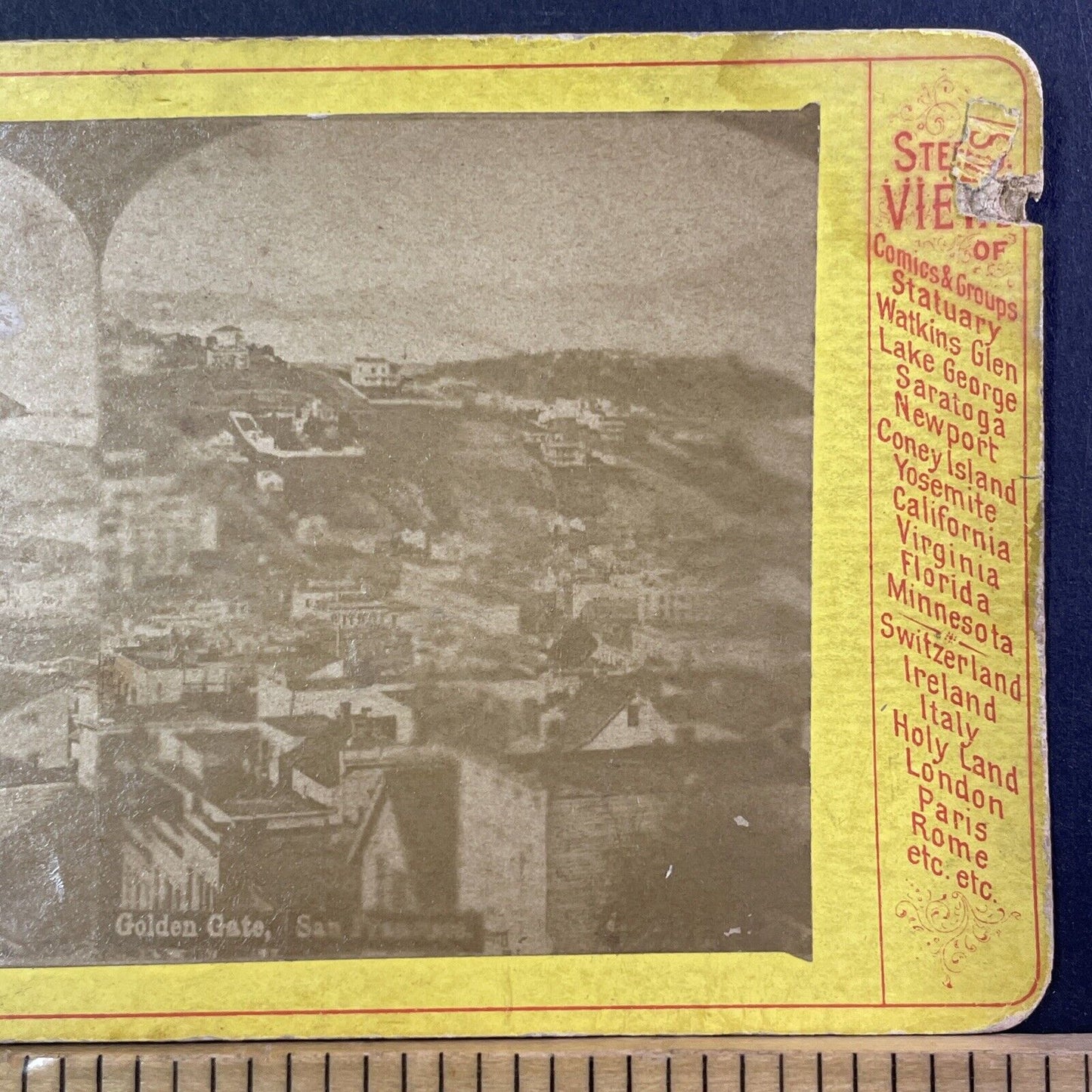 City Of San Francisco Downtown Stereoview Photo Card Antique c1875 X1288