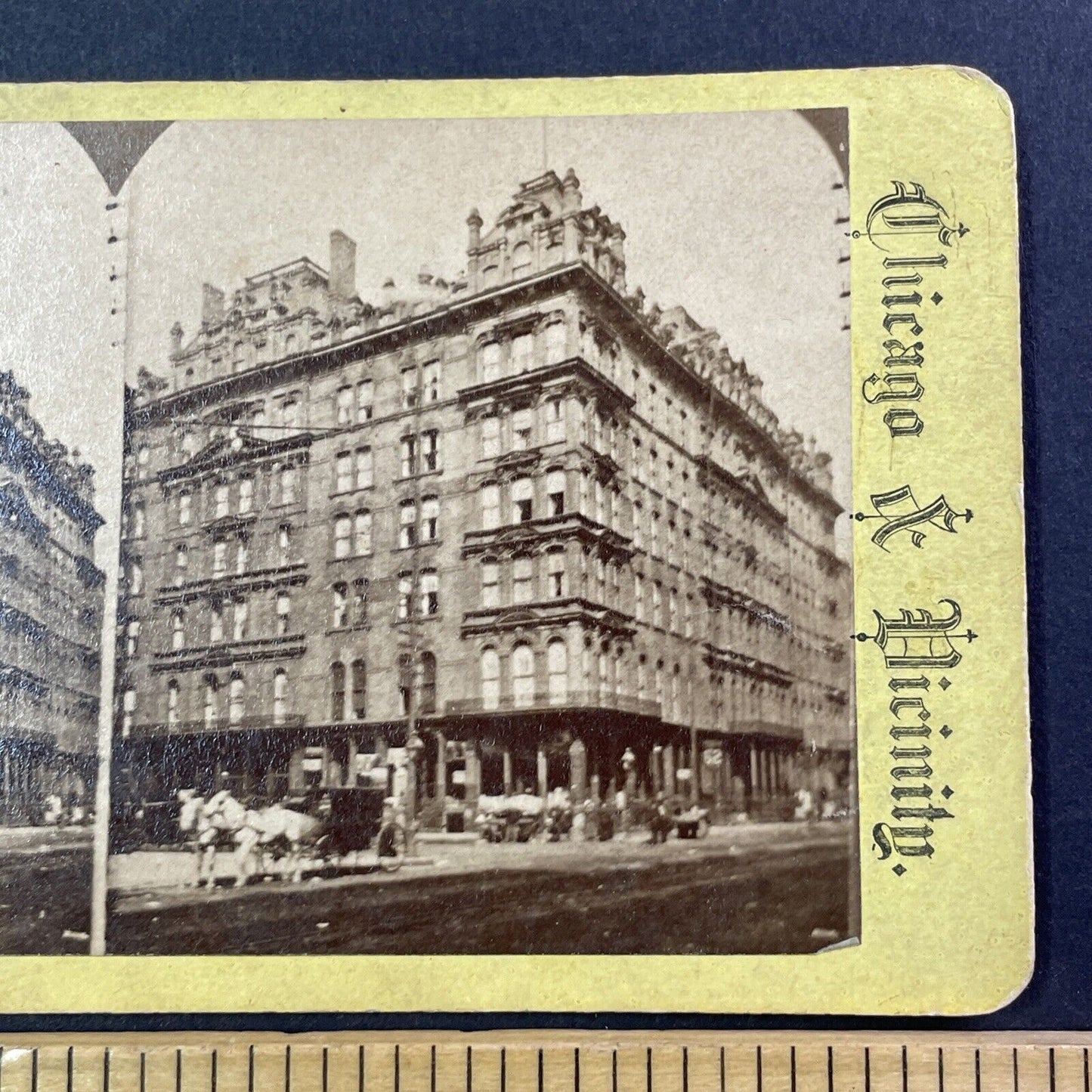 Sherman House Hotel Stereoview Randolph Street Chicago Antique c1872 X2414