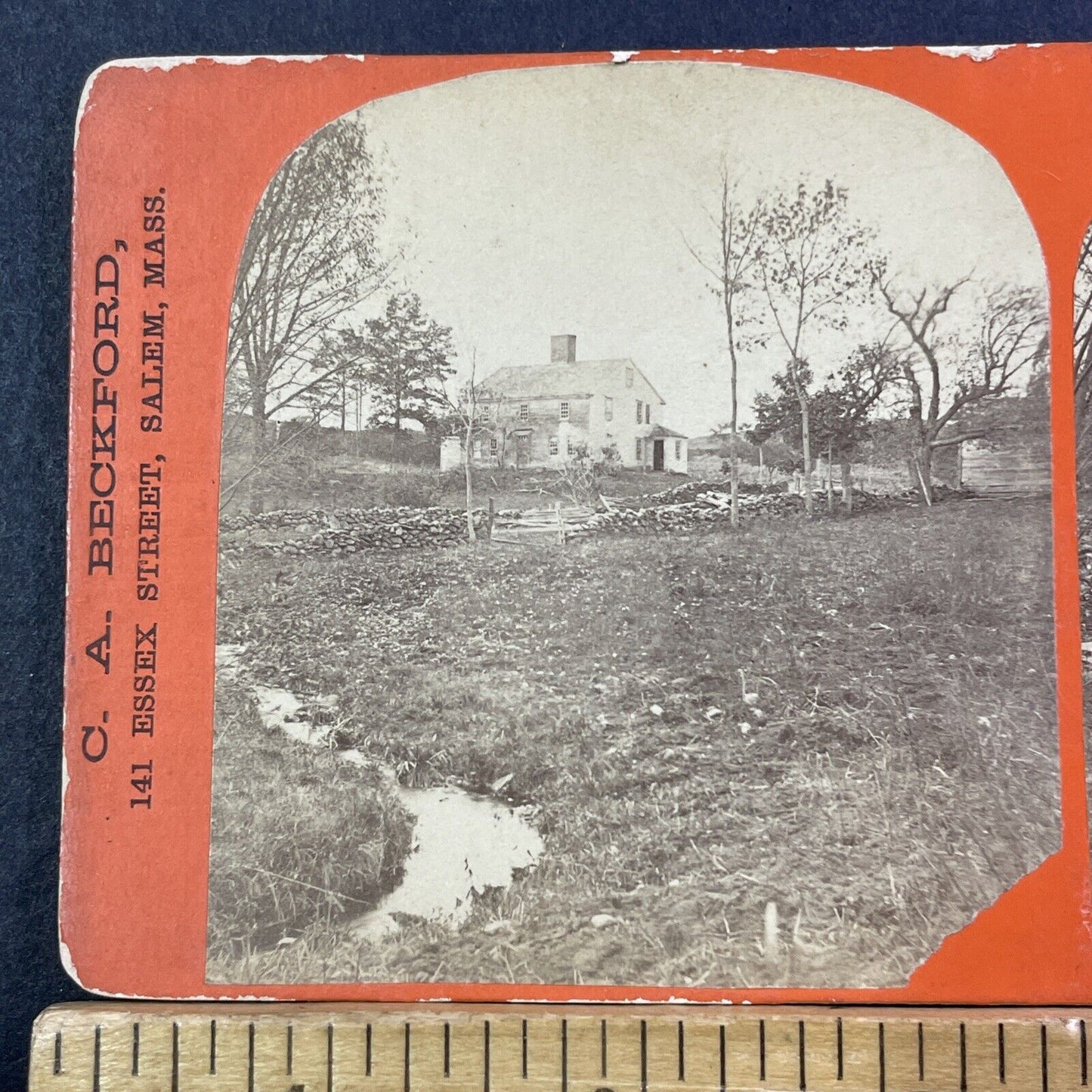 John Greenleaf Whittier Homestead Stereoview Haverhill MA Antique c1869 X940