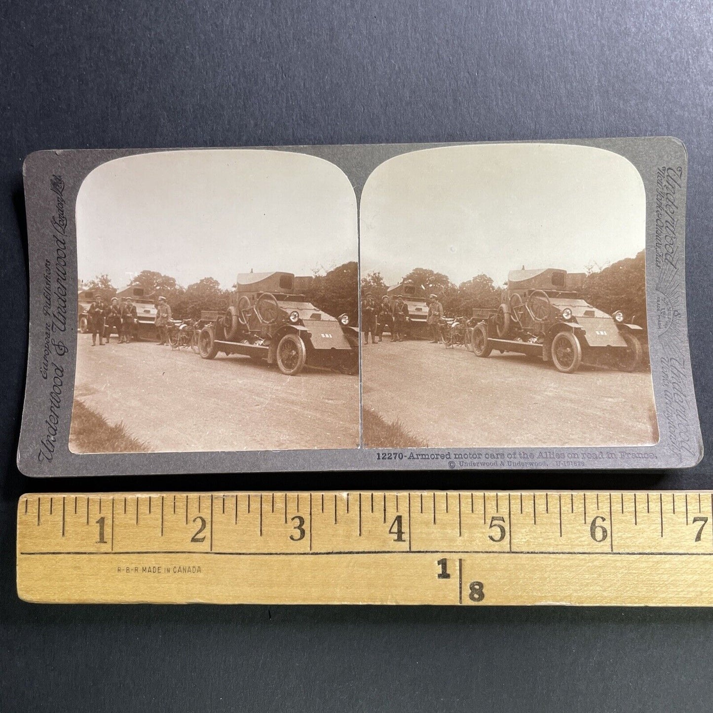 Antique 1917 US Army Armored Personnel Carriers APVs Stereoview Photo Card P1590