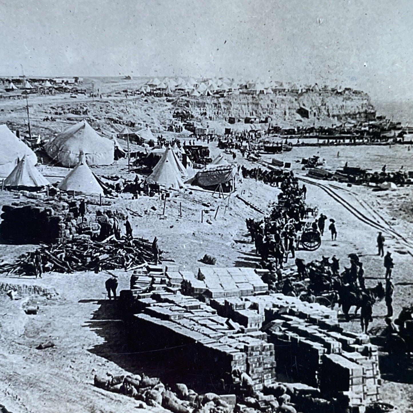 Antique 1915 Australian Soldiers WW1 Gallipoli Battle Stereoview Photo Card 2809